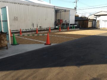 工場における駐車場の芝生化工事